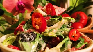 Mint Basil Tomato Romaine Salad with Garlic Cashew Dressing  Take 3 [upl. by Adnovay174]