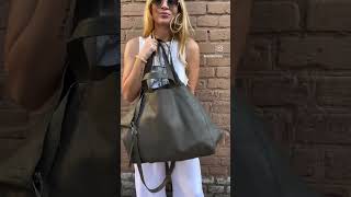 Oversized leather shopper bag in khaki colour with triple strap Link to purchase in first comment [upl. by Eziechiele]