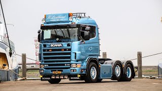 R LINTHORST SCANIA 164 480 V8 OPEN PIPE SOUND ONBOARD [upl. by Refotsirhc1]