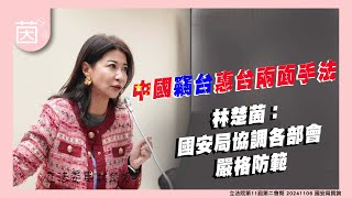 3分鐘楚茵質詢精華 【中國竊台惠台兩面手法 政府應嚴格防範】 [upl. by Arimaj]