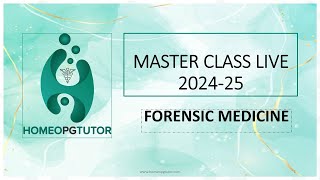 FORENSIC MEDICINE  4  HOMEOPGTUTOR LIVE CLASSES 2025 AIAPGET [upl. by Sualohcin597]