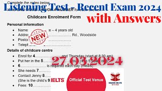 IELTS Listening Actual Test 2024 with Answers  27032024 [upl. by Olyhs]