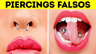 PIERCINGS FALSOS FEITOS EM CASA  28 MANUALIDADES FEMININAS E TRUQUES CRIATIVOS [upl. by Bee194]