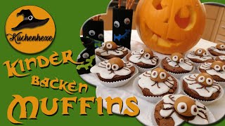 Kinder backen  Halloween muffins [upl. by Anelrad]