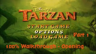 Disneys Tarzan PS1 100 Walkthrough  Part 1  Opening Hard [upl. by Airemat]