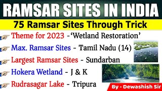 Ramsar sites in India 2023  State wise Updated List  Wetlands of India  भारत में रामसर स्थल 2023 [upl. by Burne]