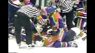 Louie Debrusk vs Jason Bowen amp Dmitri Yushkevich hit on Craig MacTavish amp scrum [upl. by Jesse]