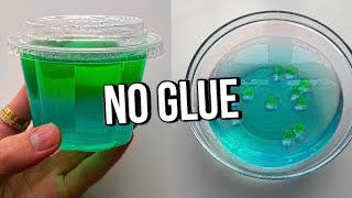 Testing VIRAL NO GLUE SLIMES How to make DIY NO GLUE slimes WATER SLIME amp 1 ingredient slime [upl. by Doane723]