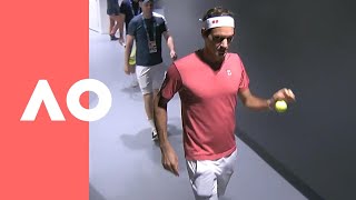 Roger Federer behind the scenes prematch warmup  Australian Open 2019 [upl. by Cole]