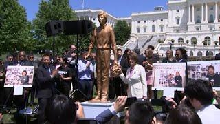 Tank Man statue unveiled at DC Tiananmen rally [upl. by Nylzaj]