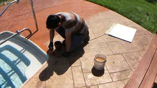 Applying Color to a Stamped Concrete Pool Deck [upl. by Aicirtan]