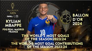 BALLON DOR 2024  KYLIAN MBAPPE THE WORLDS TOPSCORER OF THE SEASON 202324  WHAT RANK [upl. by Liagaba]