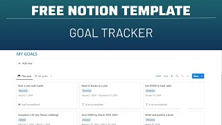 Free Notion Goal Tracker Template  Plan and Track Your Goals Effortlessly  2024 Notion Template [upl. by Milde111]