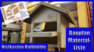 DIY Nistkasten Halbhöhle für Rotkehlchen  Bauplan zum selber Bauen ist in der Beschreibung verlinkt [upl. by Jeremiah]