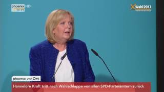 NRW wählt Rede von Hannelore Kraft nach Wahlniederlage am 14052017 [upl. by Aissat187]