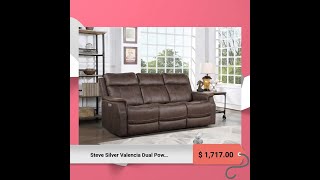 Steve Silver Valencia Dual Power Reclining Sofa With Walnut Finish [upl. by Wartow]