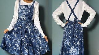 DIY Dungaree Skirt Dungaree Dress Cutting amp Stitching in Hindi [upl. by Crissy]