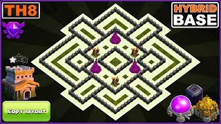 NEW BEST TH8 Hybrid Base 2023 COPY LINK  COC Town Hall 8 Symmetrical Base [upl. by Seyer]