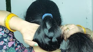 Easy Hairstyles  very easy low bun hairstyles for long hair with Rubberband  simple juda hairstyle [upl. by Siravat]