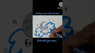 cutemoonwithclouddrawingeasy art shorts viralvideo trending moon kids easy reels [upl. by Ainaznat]