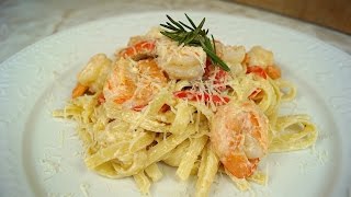 Pasta Fettuccine con Camarones y Tocino  Mi Cocina Rápida [upl. by Novonod606]