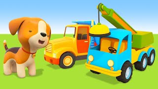 Helper Cars amp the puppy save the day Learn animals Helper Cars on a playground Cartoons for kids [upl. by Tracy]