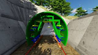 Visualization Sleeding Form Concrete Lining Tunnel [upl. by Adnouqal]