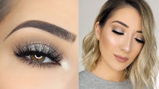 SOFT SPARKLY SILVER SMOKEY EYE MAKEUP TUTORIAL [upl. by Nivrehs]