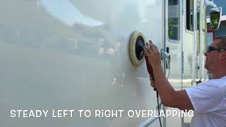 Buffing Demo Rotary Polisher On Oxidized Rv Fiberglass [upl. by Inahpit826]