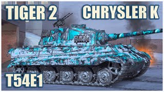 Tiger II T54E1 amp Chrysler K • WoT Blitz Gameplay [upl. by Sulohcin]