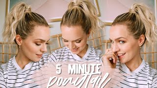 My 5 Minute Ponytail Routine Short Hair  KayleyMelissa [upl. by Muncey28]