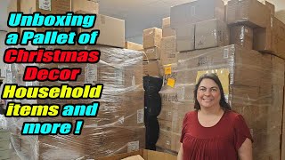 Unboxing a pallet of Christmas Decor Household items and more from Closeout companies [upl. by Aissyla347]