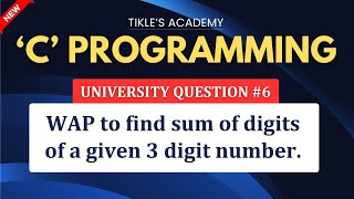 C PROGRAMMING UNIVERSITY QUESTIONS 6 TIKLESACADEMY [upl. by Coral]