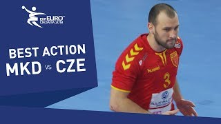 Manaskov with a rebound save  Mens EHF EURO 2018 [upl. by Ike663]