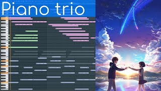 Piano trio Kataware Doki River Flows in You Canon in D medley [upl. by Awra]