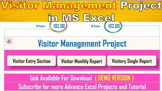 Visitor Management Project Demo  Visitor Management Database in Excel [upl. by Enialem]