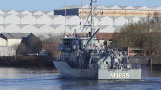 Dilligen M1065  German Minehunter departs KGV in Glasgow for Joint Warrior 2019 4KUHD [upl. by Ahsenek]