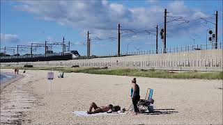 Amtrak Acela meets Amtrak ACS 64 Siemens at Niantic Beach CT [upl. by Eivad]