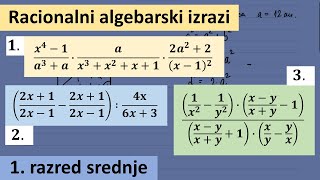 Racionalni algebarski izrazi uprosti izraze  matematika za 1 razred srednje škole [upl. by Geibel]