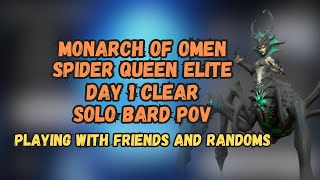 Tarisland  Monarch of Omen Raid Spider Queen Elite Difficulty Day 1 Clear  Solo Bard PoV [upl. by Ynaffik]