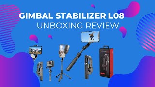 Gimbal Stabilizer L08 Selfie Stick Tripod Unboxing Review [upl. by Llevol]