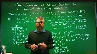 Mean Variance and Standard Deviation of a Binomial Distribution [upl. by Redmer]