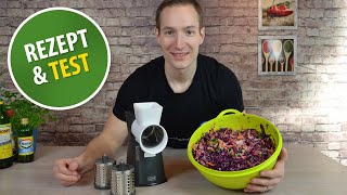 Rohkostsalat Rezept mit Rotkohl Kohlrabi Apfel amp Dressing  Lurch Trommelreibe im Test [upl. by Adnowal101]