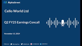 Cello World Ltd Q2 FY202425 Earnings Conference Call [upl. by Ahtiuqal]