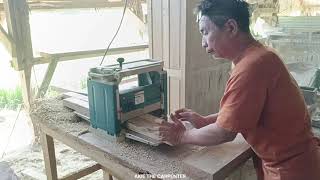 Learn how to use a thickness planer from the Makita thickness machine ASMR DIY I Akie The Carpenter [upl. by Esihcoc]