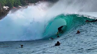 Balis Crown Jewel TURNS ON  Large Swell Hits Padang Padang Indonesia [upl. by Akcebar]