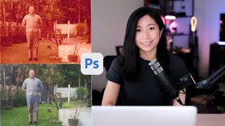 REPAIR OLD PHOTOS IN PHOTOSHOP USING AI  Easy tutorial to restore and colorize old photos [upl. by Sirronal]