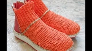 Ботинки Оранж  Crochet shoes  1 часть  вязание крючком [upl. by Xylina]