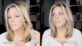 How to Tone Brassy hair into cool toned blonde in 15 minutes at home [upl. by Sacrod]