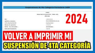 Cómo recuperar mi Suspensión de Cuarta Categoría 2024 Volver a imprimir Suspensión de Cuarta SUNAT [upl. by Sage]